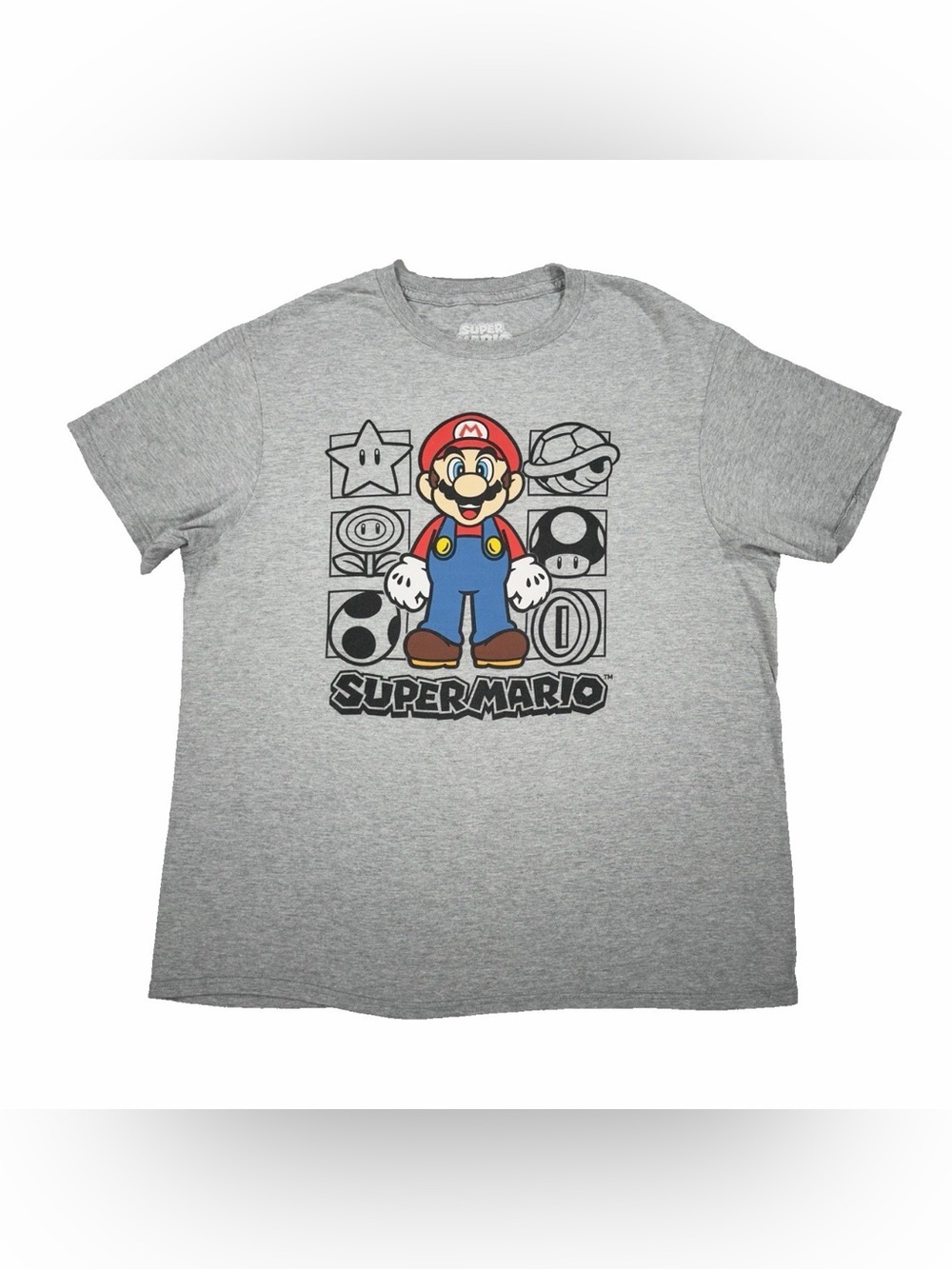 Nintendo Super Mario Power Ups T Shirt Mens L Large Heather Gray Graphic Tee